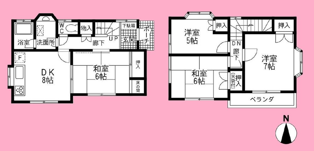 Floor plan. 21,800,000 yen, 4DK, Land area 80.46 sq m , Building area 74.94 sq m