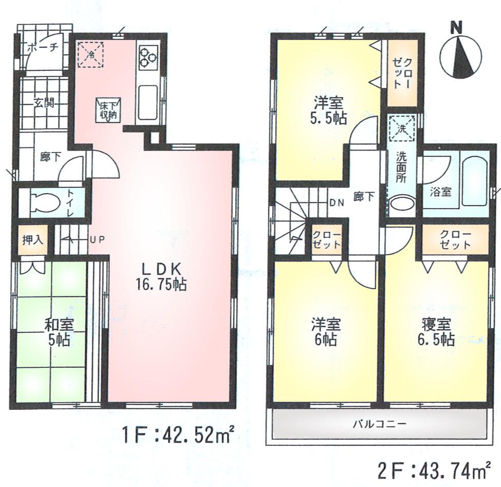 Floor plan. (1 Building), Price 29,800,000 yen, 4LDK, Land area 100.93 sq m , Building area 86.26 sq m