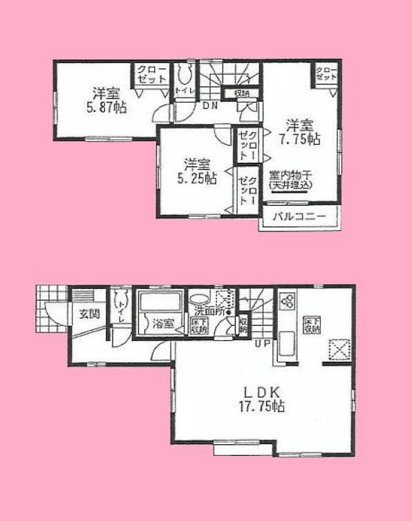 Floor plan. (3 Building), Price 33,800,000 yen, 3LDK, Land area 100.02 sq m , Building area 86.94 sq m