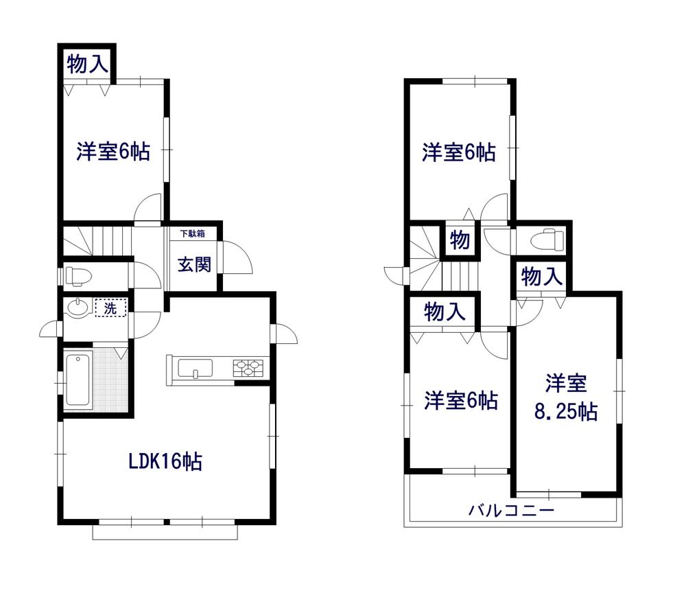 Floor plan. (D Building), Price 34,800,000 yen, 4LDK, Land area 101.93 sq m , Building area 94.39 sq m