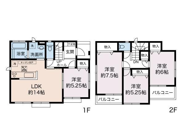 Floor plan. (D Building), Price 31,800,000 yen, 4LDK, Land area 100.08 sq m , Building area 91.91 sq m