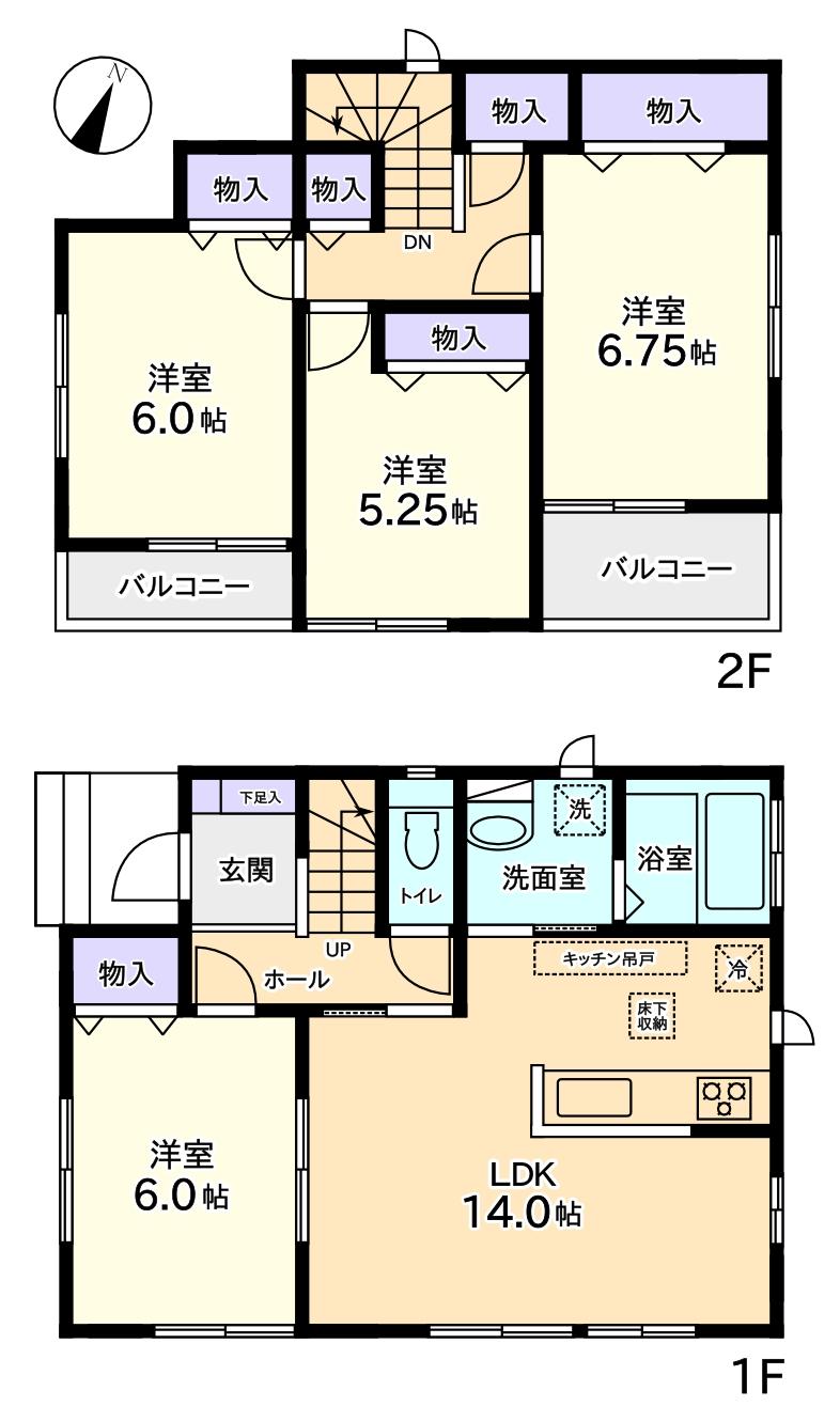 Floor plan. (H Building), Price 28.8 million yen, 4LDK, Land area 100.1 sq m , Building area 91.91 sq m