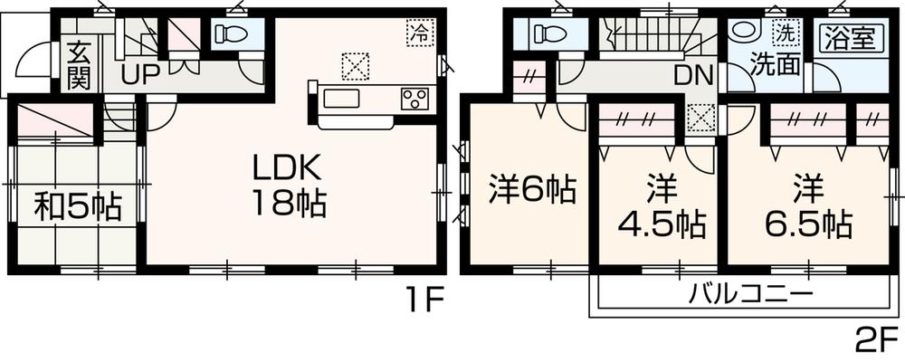 Floor plan. (Building 2), Price 35,800,000 yen, 4LDK, Land area 110.5 sq m , Building area 93.96 sq m