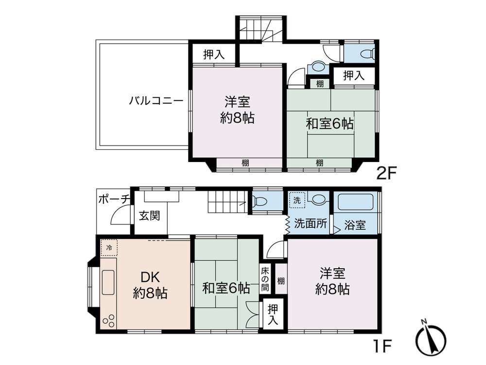 Floor plan. 26,800,000 yen, 4DK, Land area 143.04 sq m , Building area 94.19 sq m all room 6 quires more 4DK!