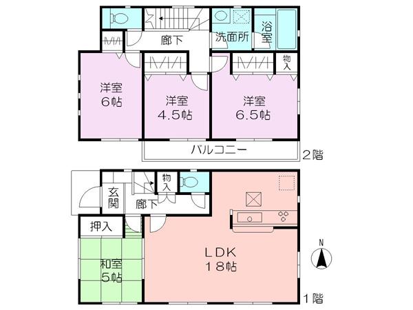 Floor plan. (Building 2), Price 35,800,000 yen, 4LDK, Land area 110.5 sq m , Building area 93.96 sq m