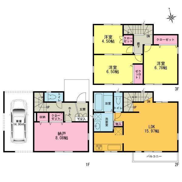 Floor plan. (8 Building), Price 45,800,000 yen, 3LDK+S, Land area 66.55 sq m , Building area 104.2 sq m