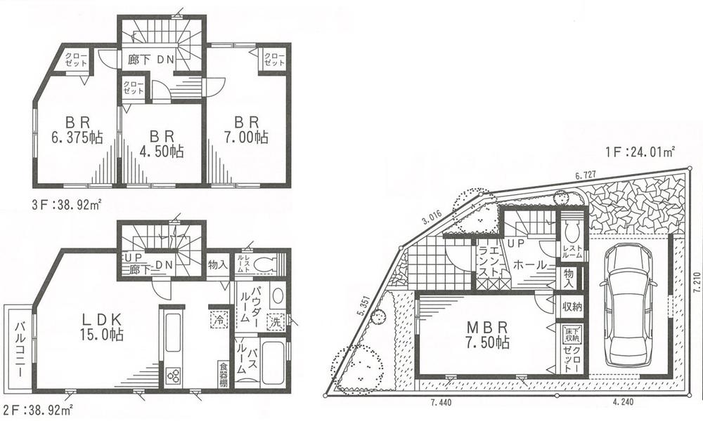 Floor plan. (7 Building), Price 47,800,000 yen, 4LDK, Land area 65.38 sq m , Building area 101.85 sq m