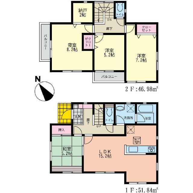 Floor plan. 38,800,000 yen, 4LDK, Land area 138.48 sq m , Building area 98.82 sq m