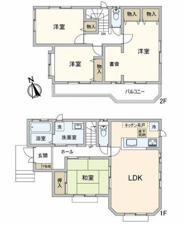 Floor plan. 53,800,000 yen, 4LDK, Land area 105.1 sq m , Building area 98.74 sq m