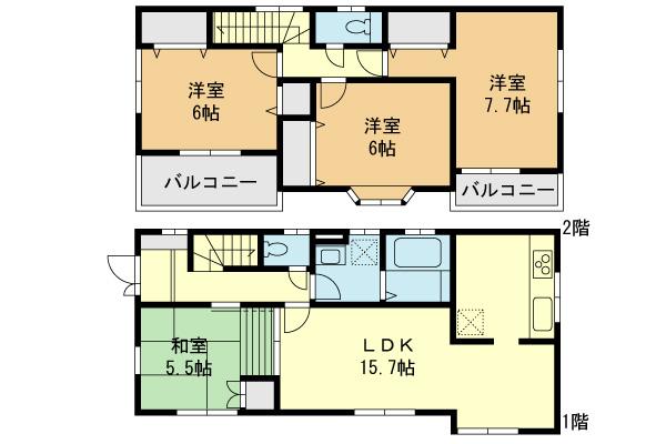 Floor plan. (1 Building), Price 49,800,000 yen, 4LDK, Land area 100.08 sq m , Building area 96.05 sq m