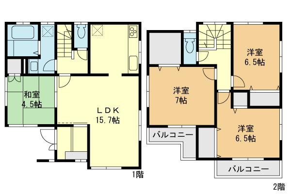 Floor plan. (Building 2), Price 46,800,000 yen, 4LDK, Land area 93.7 sq m , Building area 96.05 sq m