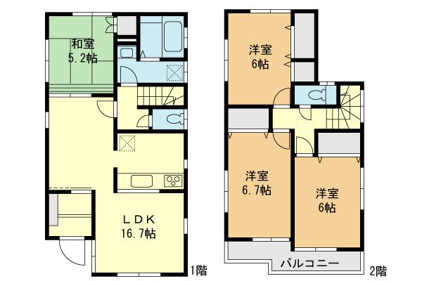 Floor plan. (3 Building), Price 46,800,000 yen, 4LDK, Land area 112.63 sq m , Building area 95.64 sq m