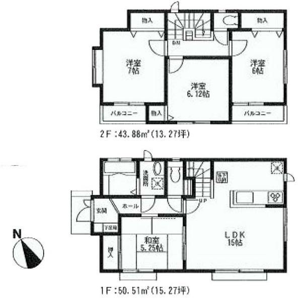 Floor plan. 51,800,000 yen, 4LDK, Land area 126.98 sq m , Building area 94.39 sq m