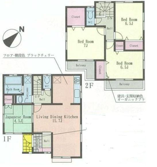 Floor plan. (Building 2), Price 46,800,000 yen, 4LDK, Land area 93.7 sq m , Building area 96.05 sq m