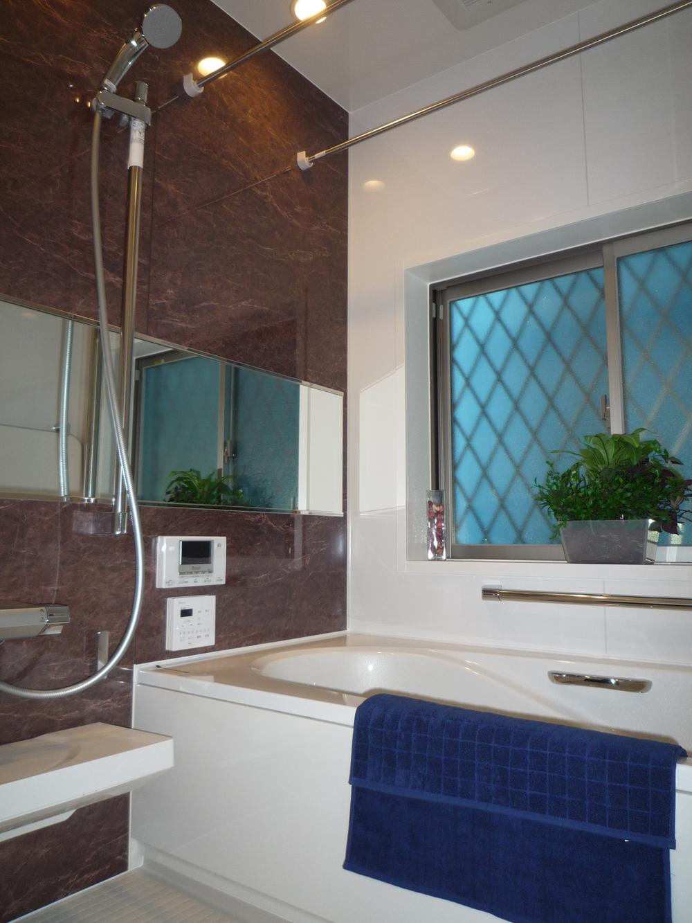 Bathroom. Unit is a bus with a bathroom heating dryer.