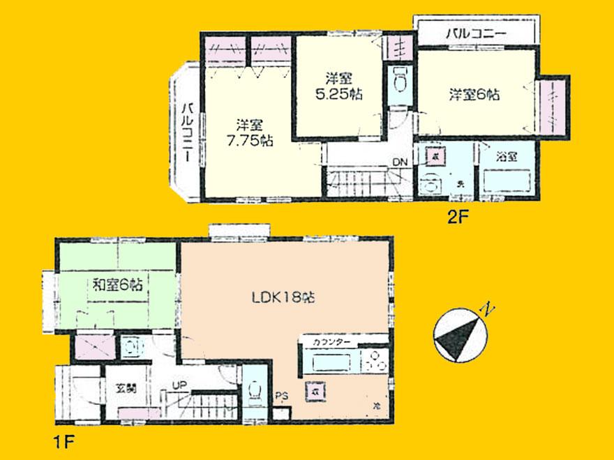 Building plan example (floor plan). Building plan example (5 compartment) 4LDK, Land price 29,800,000 yen, Land area 169.87 sq m , Building price 12 million yen, Building area 99.62 sq m