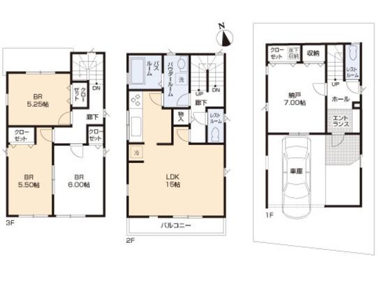 Floor plan. 48,800,000 yen, 3LDK, Land area 69.02 sq m , Building area 109.67 sq m floor plan