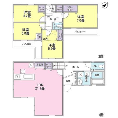 Floor plan. The type taken between 4LDK type.