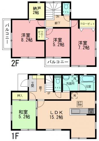 Floor plan. 38,800,000 yen, 4LDK, Land area 138.48 sq m , Building area 98.82 sq m