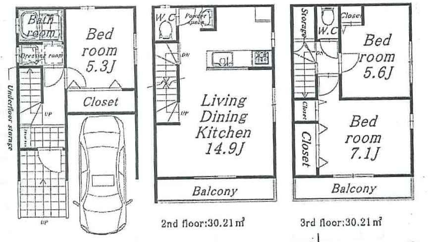 Floor plan. (B), Price 31,800,000 yen, 3LDK, Land area 50.4 sq m , Building area 93.36 sq m