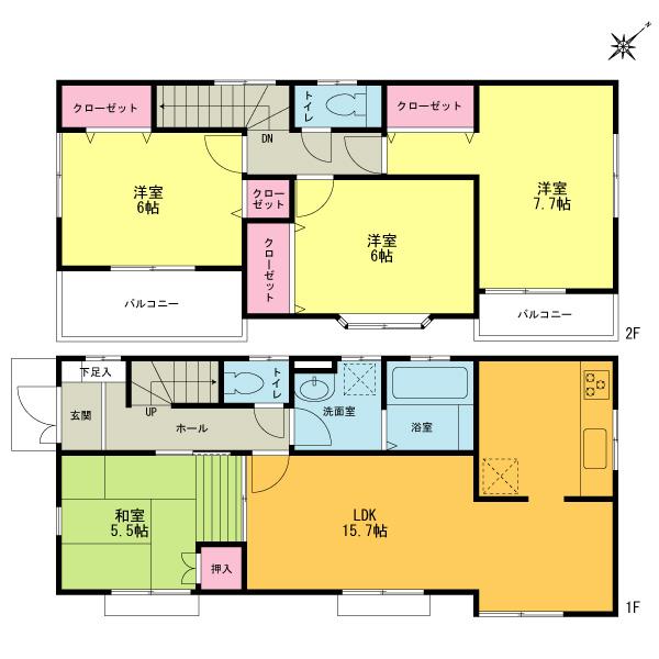 Floor plan. (1 Building), Price 49,800,000 yen, 4LDK, Land area 100.08 sq m , Building area 96.05 sq m