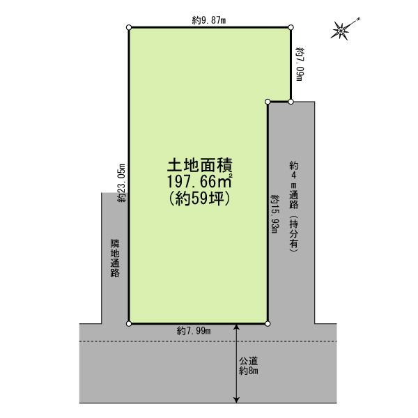 Compartment figure. Land price 54,800,000 yen, It is a land area 197.66 sq m land area of about 59 square meters.