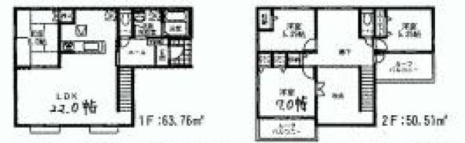 Floor plan. (Building 2), Price 63,800,000 yen, 4LDK, Land area 142.97 sq m , Building area 114.27 sq m