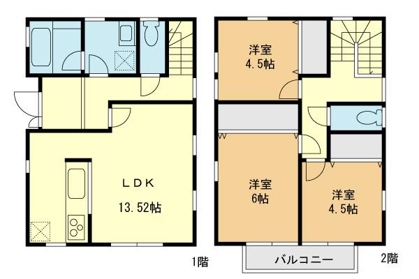 Floor plan. (Building 2), Price 35,958,000 yen, 3LDK, Land area 126.57 sq m , Building area 81.49 sq m