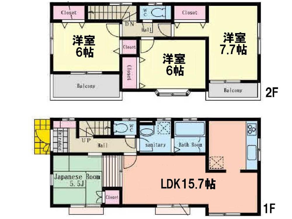 Floor plan. (1 Building), Price 49,800,000 yen, 4LDK, Land area 100.08 sq m , Building area 96.05 sq m