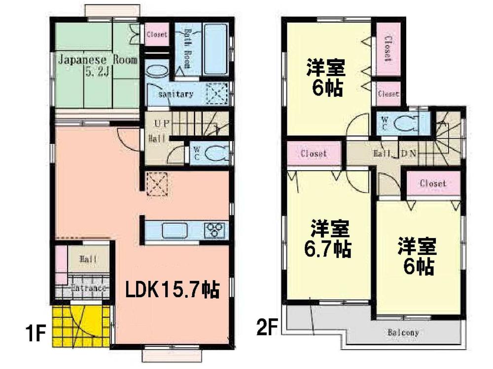 Floor plan. (3 Building), Price 46,800,000 yen, 4LDK, Land area 112.63 sq m , Building area 95.64 sq m