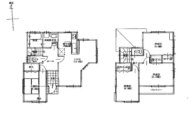 Floor plan. 42,800,000 yen, 4LDK, Land area 125.05 sq m , Building area 93.56 sq m