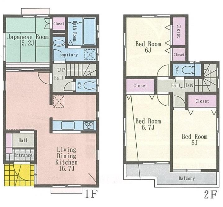 Floor plan. (3 Building), Price 46,800,000 yen, 4LDK, Land area 112.63 sq m , Building area 95.64 sq m
