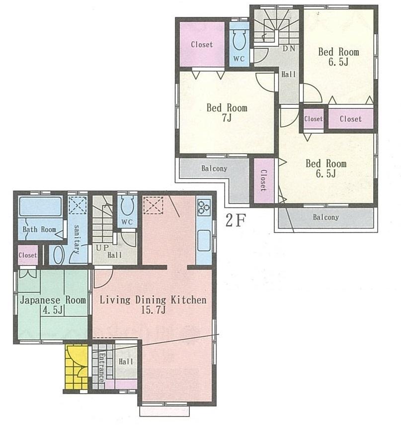 Floor plan. (Building 2), Price 46,800,000 yen, 4LDK, Land area 93.7 sq m , Building area 96.05 sq m