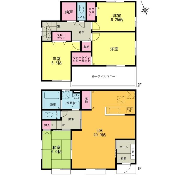 Floor plan. (3 Building), Price 61,800,000 yen, 4LDK, Land area 142.97 sq m , Building area 113.64 sq m