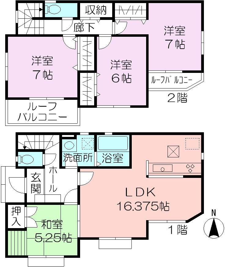 Floor plan. 34,800,000 yen, 4LDK, Land area 125.46 sq m , Building area 99.99 sq m