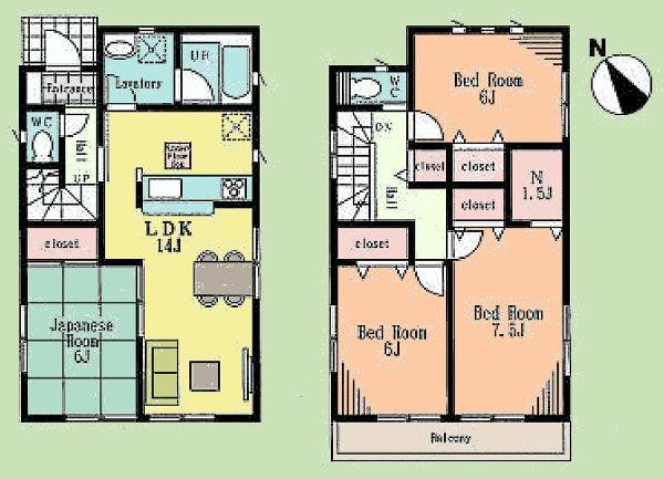 Floor plan. (4 Building), Price 38,800,000 yen, 4LDK+S, Land area 112.28 sq m , Building area 93.96 sq m