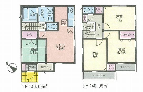 Floor plan. (1 Building), Price 23.5 million yen, 4LDK, Land area 114.87 sq m , Building area 80.18 sq m