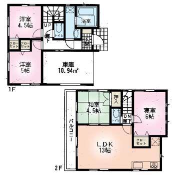 Floor plan. 25,800,000 yen, 4LDK, Land area 110.1 sq m , Building area 87.48 sq m