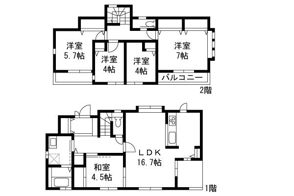 Floor plan. 44,800,000 yen, 5LDK, Land area 186.72 sq m , Building area 104.08 sq m