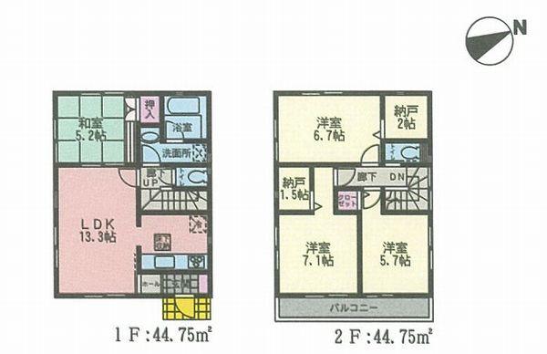 Floor plan. (3 Building), Price 30,800,000 yen, 4LDK, Land area 100.94 sq m , Building area 89.5 sq m
