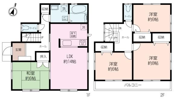 Floor plan. 35,800,000 yen, 4LDK, Land area 132.89 sq m , Building area 99.36 sq m