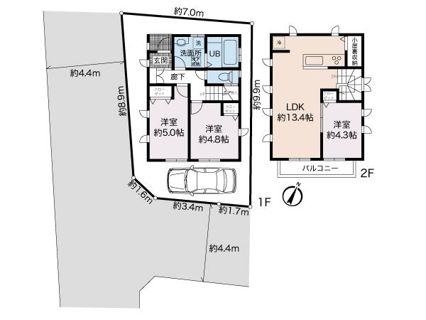 Floor plan. 28.8 million yen, 3LDK, Land area 64.96 sq m , Building area 63.98 sq m