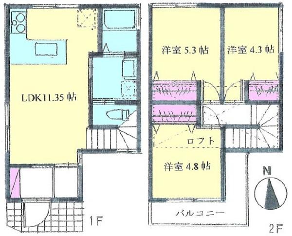 Floor plan. 26,800,000 yen, 3LDK, Land area 63.71 sq m , Building area 66.04 sq m floor plan