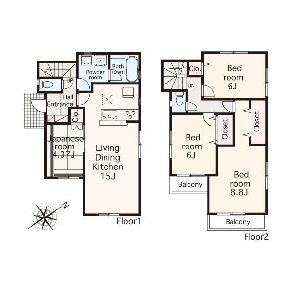 Floor plan. 34,800,000 yen, 4LDK, Land area 100.03 sq m , Building area 91.92 sq m