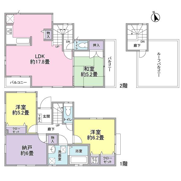Floor plan. (A Building), Price 36,800,000 yen, 4LDK, Land area 103.72 sq m , Building area 98.33 sq m