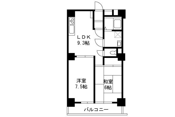 Floor plan. 2DK, Price 7.77 million yen, Footprint 48.6 sq m , Balcony area 6.48 sq m