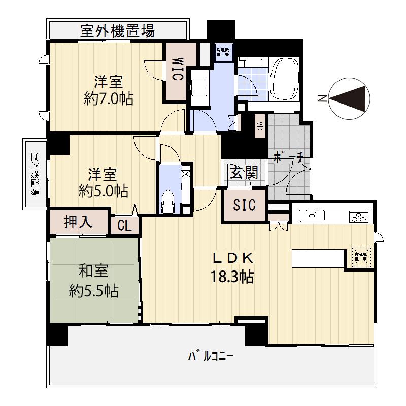 Floor plan. 3LDK, Price 26,800,000 yen, Occupied area 79.94 sq m , Balcony area 18.19 sq m