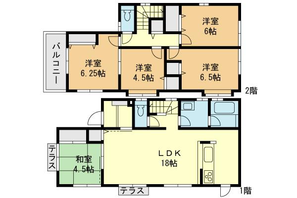 Floor plan. (1 Building), Price 39,800,000 yen, 5LDK, Land area 145.46 sq m , Building area 105.99 sq m