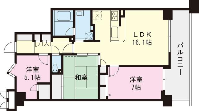 Floor plan. 3LDK, Price 27,900,000 yen, Occupied area 75.35 sq m , Balcony area 12.39 sq m