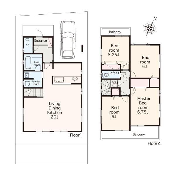 Floor plan. 42,958,000 yen, 4LDK, Land area 105.01 sq m , Building area 102.86 sq m